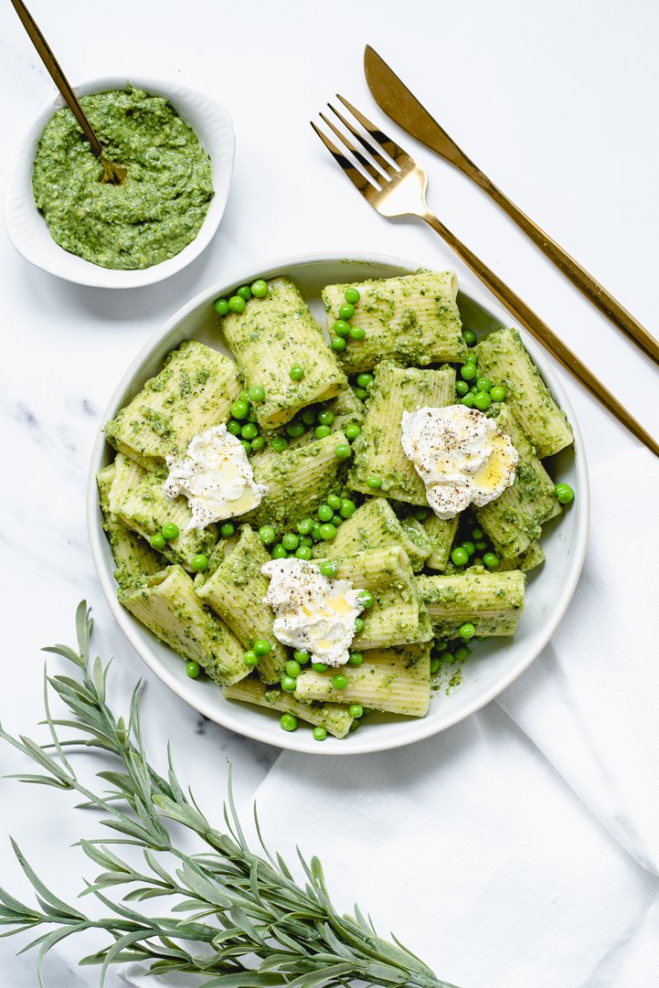 Titelbild zu Rigatoni mit Erbsenpesto