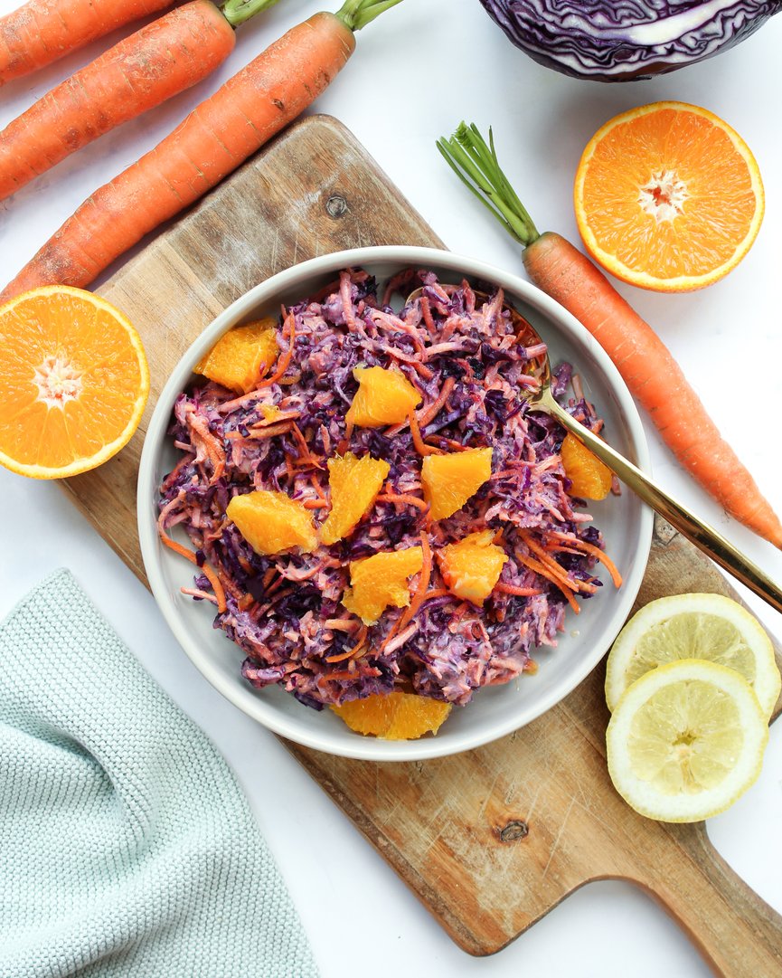 Titelbild zu Rotkohl Karotten Salat vegan