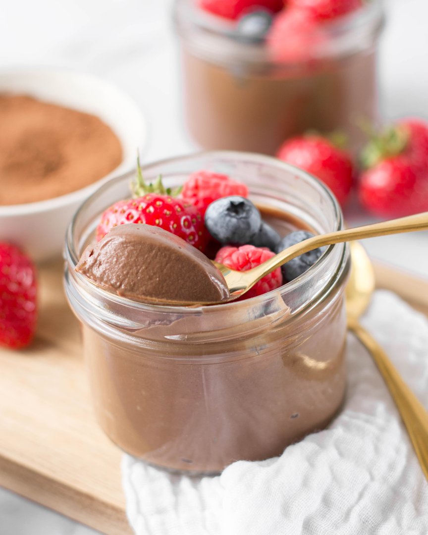 Zuckerfreies und veganes Mousse au Chocolat