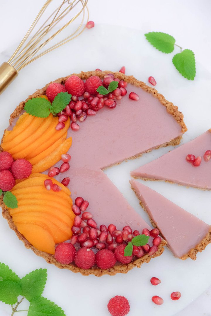 leckere Zitronen Tarte mit Himbeeren