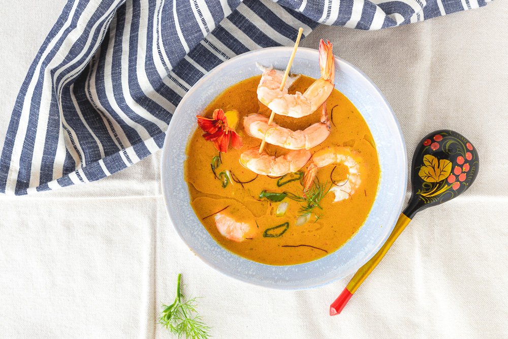 Thai Curry Suppe mit Tiroler Garnelen