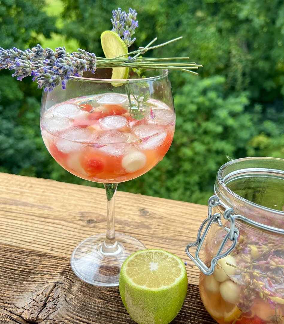 Melonen-Lavendel Shrub gespritzt