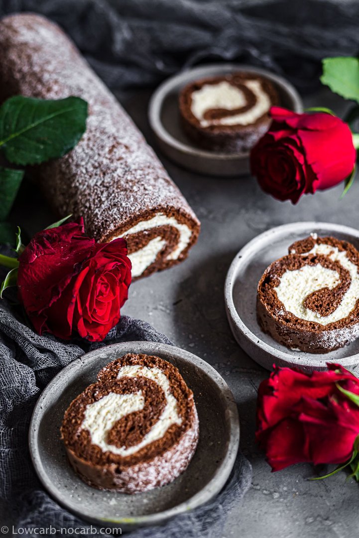 Keto Chocolate Swiss Roll Cake Chocolate Roulade