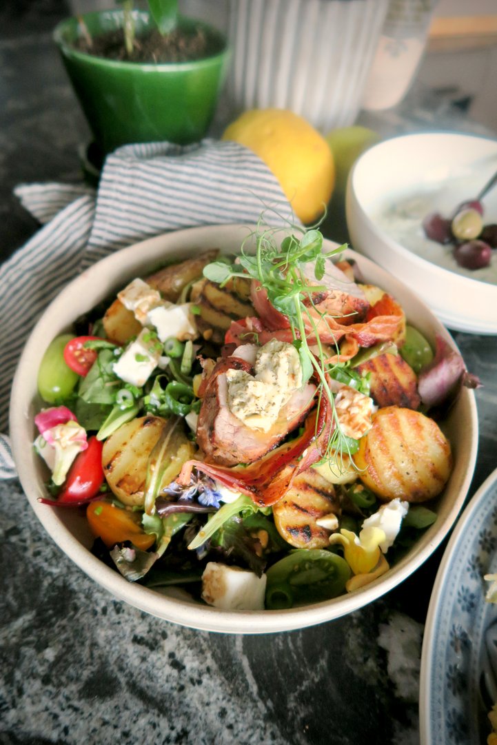 Gegrillter Erdäpfelsalat mit Duroc Schweinefilet
