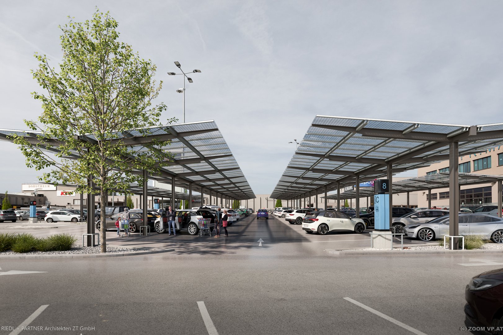 Carport mit Photovoltaiksystem