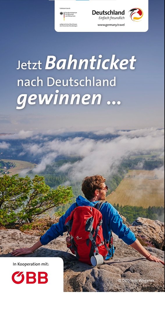 Gewinnspiel "FEEL GOOD im Reiseland Deutschland": Digitale Nachhaltigkeitskampagne in Kooperation mit den ÖBB
