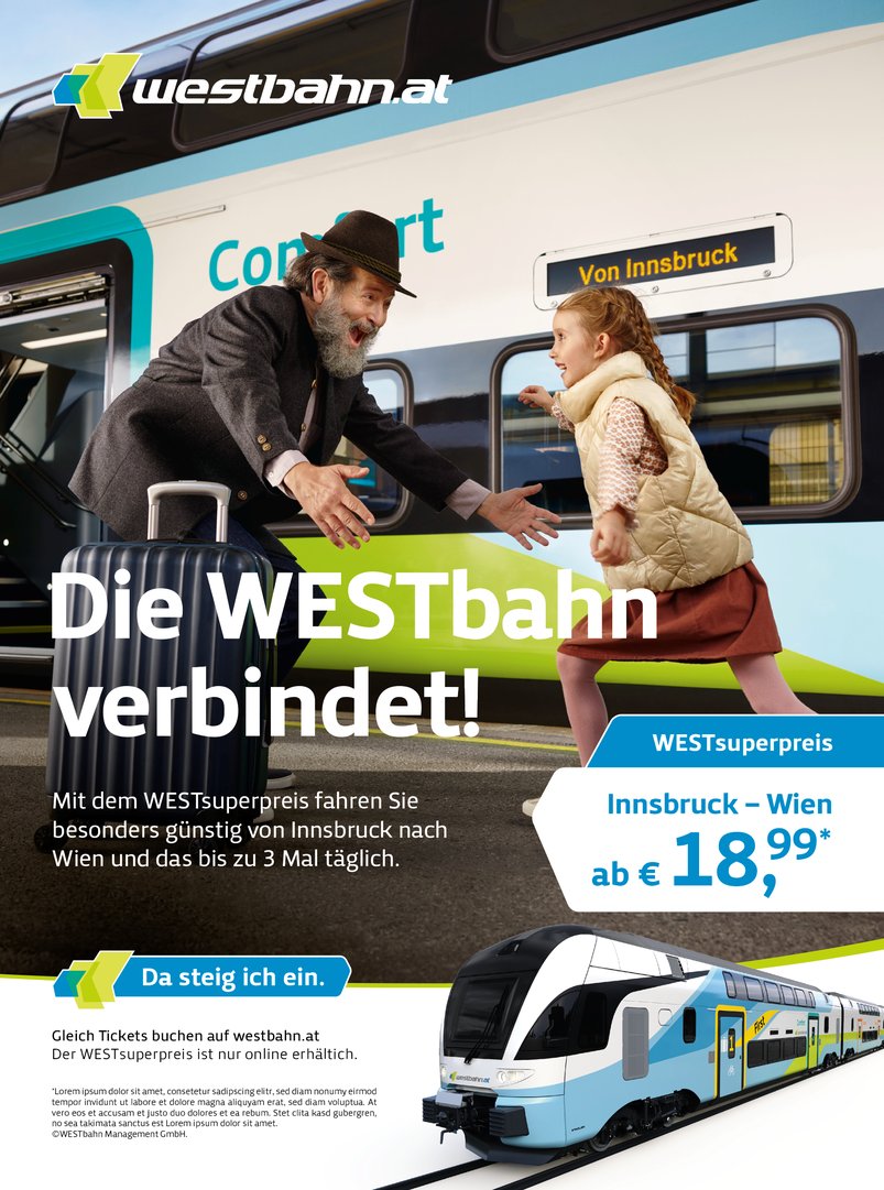 Titelbild zu Die WESTbahn verbindet!
