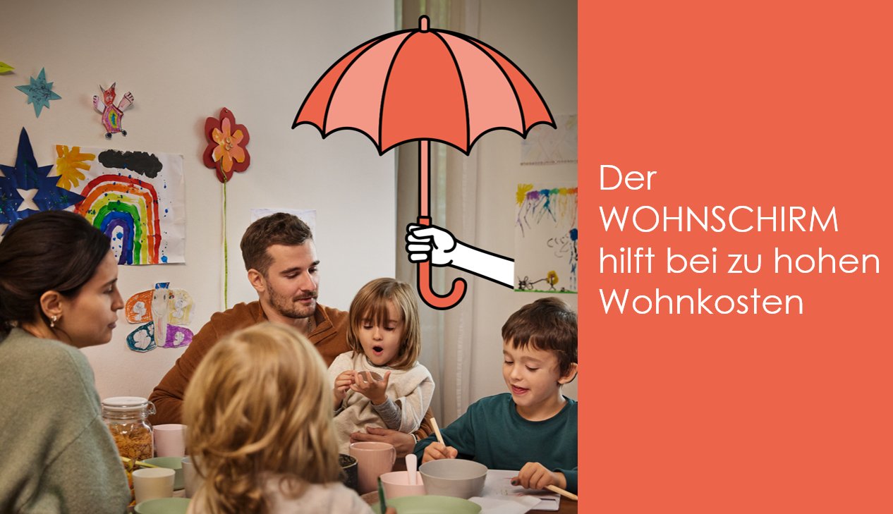 Der WOHNSCHIRM hilft bei zu hohen Wohnkosten.