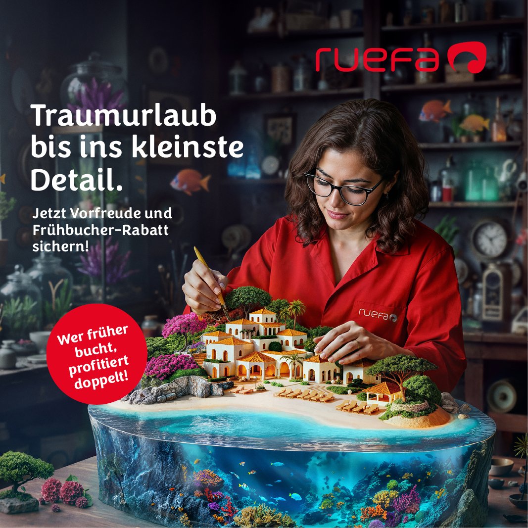 Ruefa Frühbucherkampagne Sommerurlaub 2026 | Plakat
